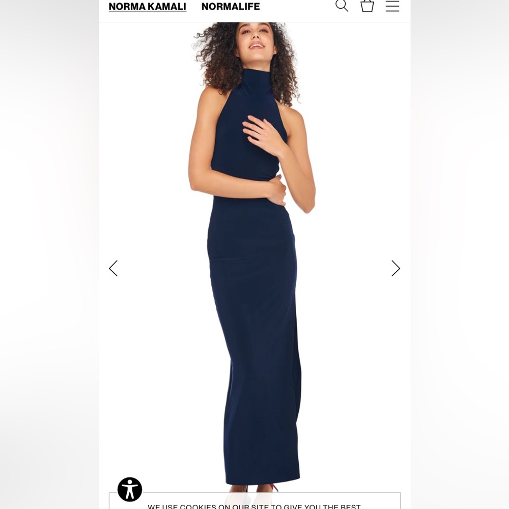 Norma Kamali Halter Turtle Side Slit Gown